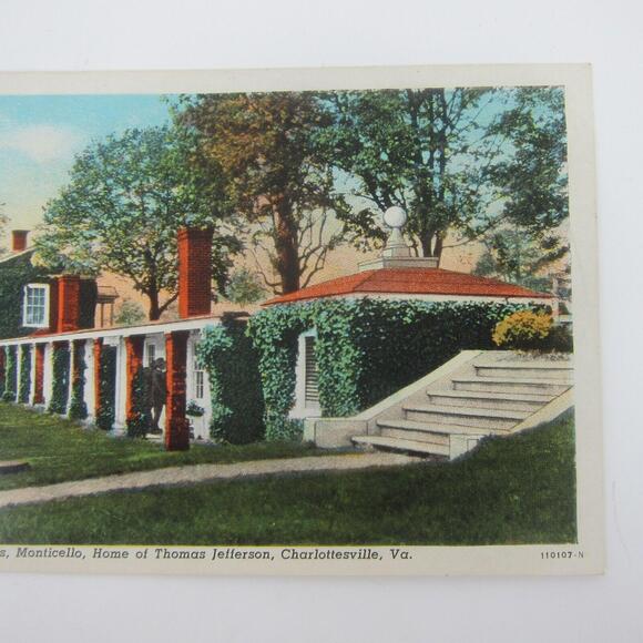 Vintage Postcard Charlottesville Virginia Jefferson Monticello Servants Quarters - Picture 13 of 15